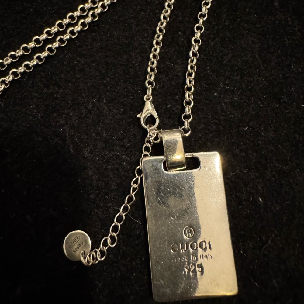 Gucci AG925 Dog Tag Monogram Logo Etched Necklace - Picture 5 of 7